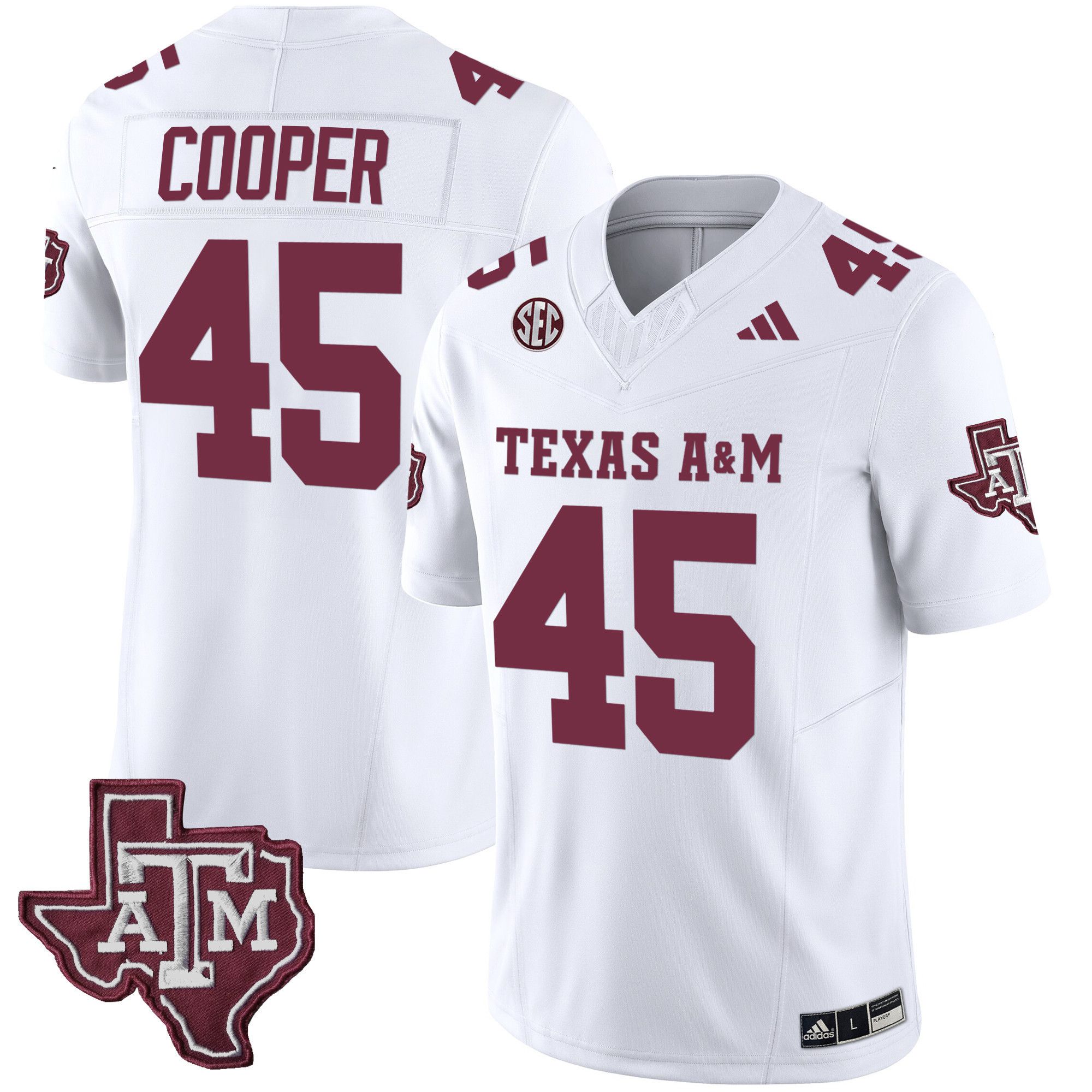 Men Texas A&M Aggies #45 Cooper White 2024 Vapor Limited NCAA Jersey